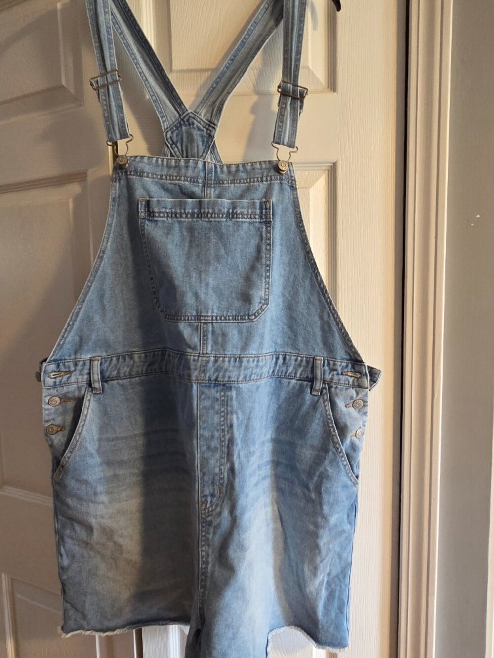 Denim overall shorts